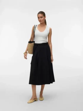 Awliva midi-rok met hoge taille
