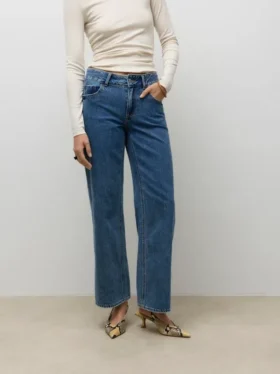 Awrena-Jeans met middelhoge taille en wijde pijpen