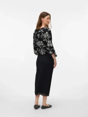 Midi-rok met hoge taille
