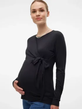 Slim fit top met ronde hals