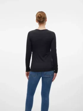 Slim fit top met ronde hals