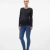 Slim fit top met ronde hals