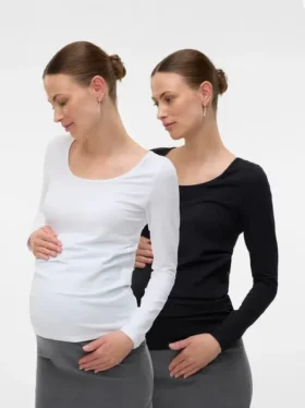 Slim fit top met U-hals