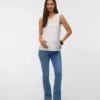 Slim fit top met U-hals