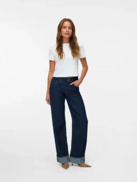 Snrancy-Jeans met middelhoge taille en wijde pijpen
