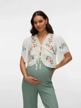 Top met V-hals en cropped pasvorm