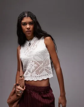 Topshop breigoed Stitchy-tanktop met geschulpte rand