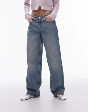 Topshop jeans met lage taille en relaxte pasvorm