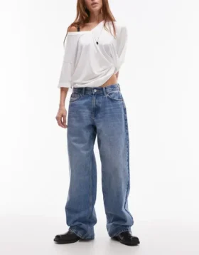Topshop jeans met lage taille en relaxte pasvorm