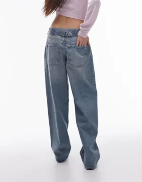Topshop jeans met lage taille en relaxte pasvorm