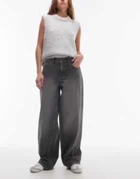 Topshop-jeans met lage taille en wijde pijpen