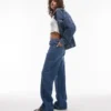 Topshop-jeans met lage taille en wijde pijpen