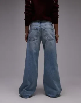 Topshop jeans met middelhoge taille en wijde pijpen