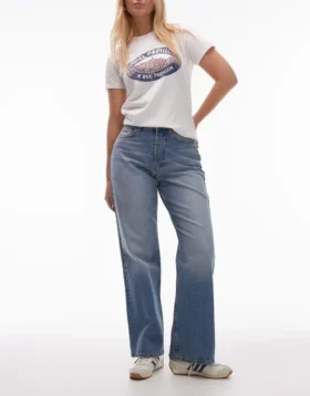 Topshop Mid Rise Straight Fit Jeans