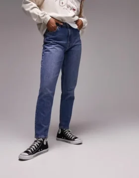 Topshop Mom-fit-Jeans met hoge taille