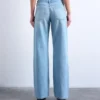Tsember-jeans met lage taille en wijde pijpen