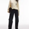 Tsember-jeans met lage taille en wijde pijpen