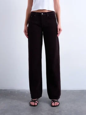 Tsember-jeans met lage taille en wijde pijpen