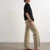 Tsember-jeans met lage taille en wijde pijpen