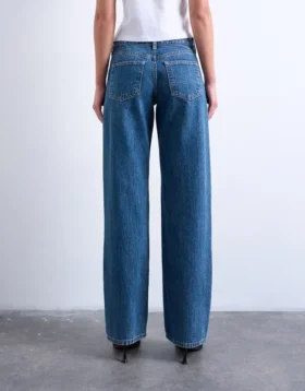 Tsember-jeans met lage taille en wijde pijpen