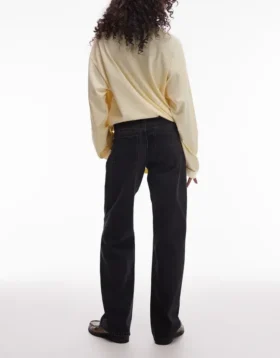 Tsember-jeans met lage taille en wijde pijpen