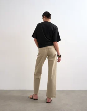 Tsember-jeans met lage taille en wijde pijpen