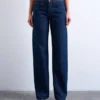 Tsember-jeans met lage taille en wijde pijpen