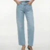 Tsember-jeans met lage taille en wijde pijpen