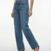 Tsember-jeans met lage taille en wijde pijpen