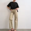 Tsember-jeans met lage taille en wijde pijpen
