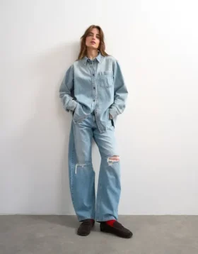 Tsnora Mid Rise Barrel Fit-Jeans