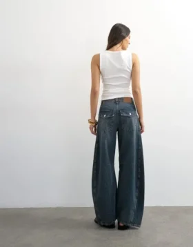 Tsvea High Rise Barrel Fit-Jeans