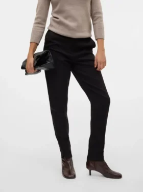 Vmbeate broek met hoge taille