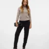 Vmbeate broek met hoge taille