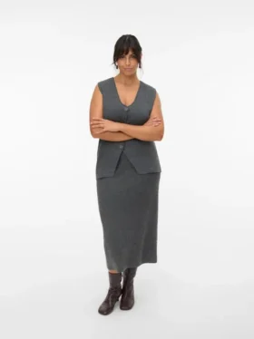 Vmcbrisa midi-rok met middelhoge taille