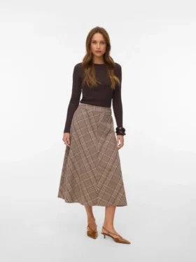 Vmceleste lange rok met middelhoge taille