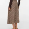 Vmceleste lange rok met middelhoge taille