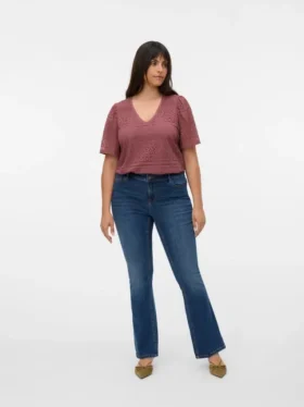 Vmcflash-Jeans met middelhoge taille en uitlopende pijpen
