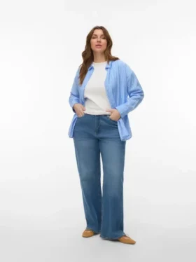 Vmctessa-Jeans met hoge taille en wijde pijpen