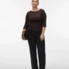Vmctessa-Stretch jeans met hoge taille en wijde pijpen