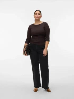 Vmctessa-Stretch jeans met hoge taille en wijde pijpen