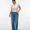 Vmctessa-Stretch jeans met hoge taille en wijde pijpen