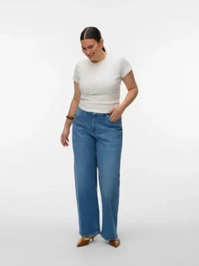 Vmctessa-Stretch jeans met hoge taille en wijde pijpen