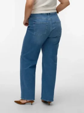 Vmctessa-Stretch jeans met hoge taille en wijde pijpen