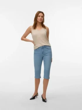 Vmelly capri met middelhoge taille en slanke pasvorm