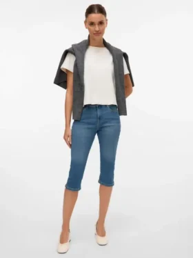 Vmelly capri met middelhoge taille en slanke pasvorm