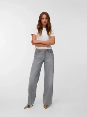 Vmfaye-jeans met lage taille en wijde pijpen