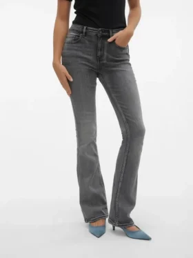 Vmflash-Jeans met middelhoge taille en uitlopende pijpen