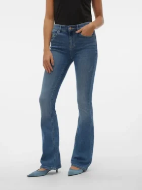 Vmflash-Jeans met middelhoge taille en uitlopende pijpen