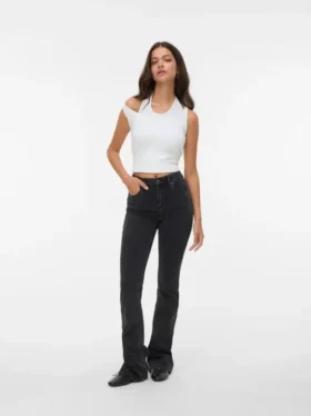Vmflash-jeans met middelhoge taille en uitlopende pijpen